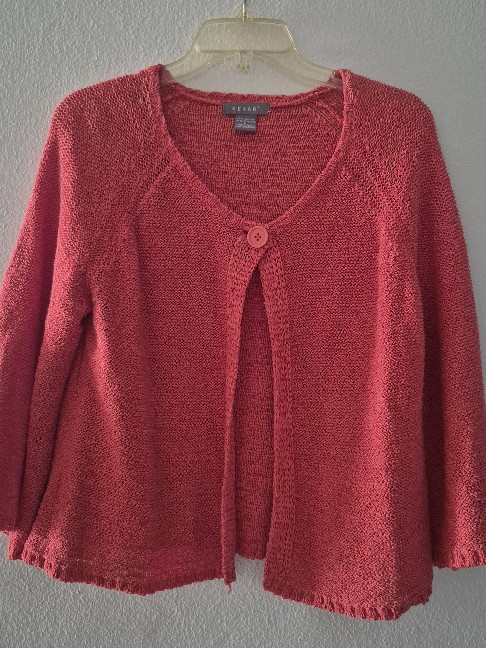 Kenar Coral Single-Button Knit Cardigan